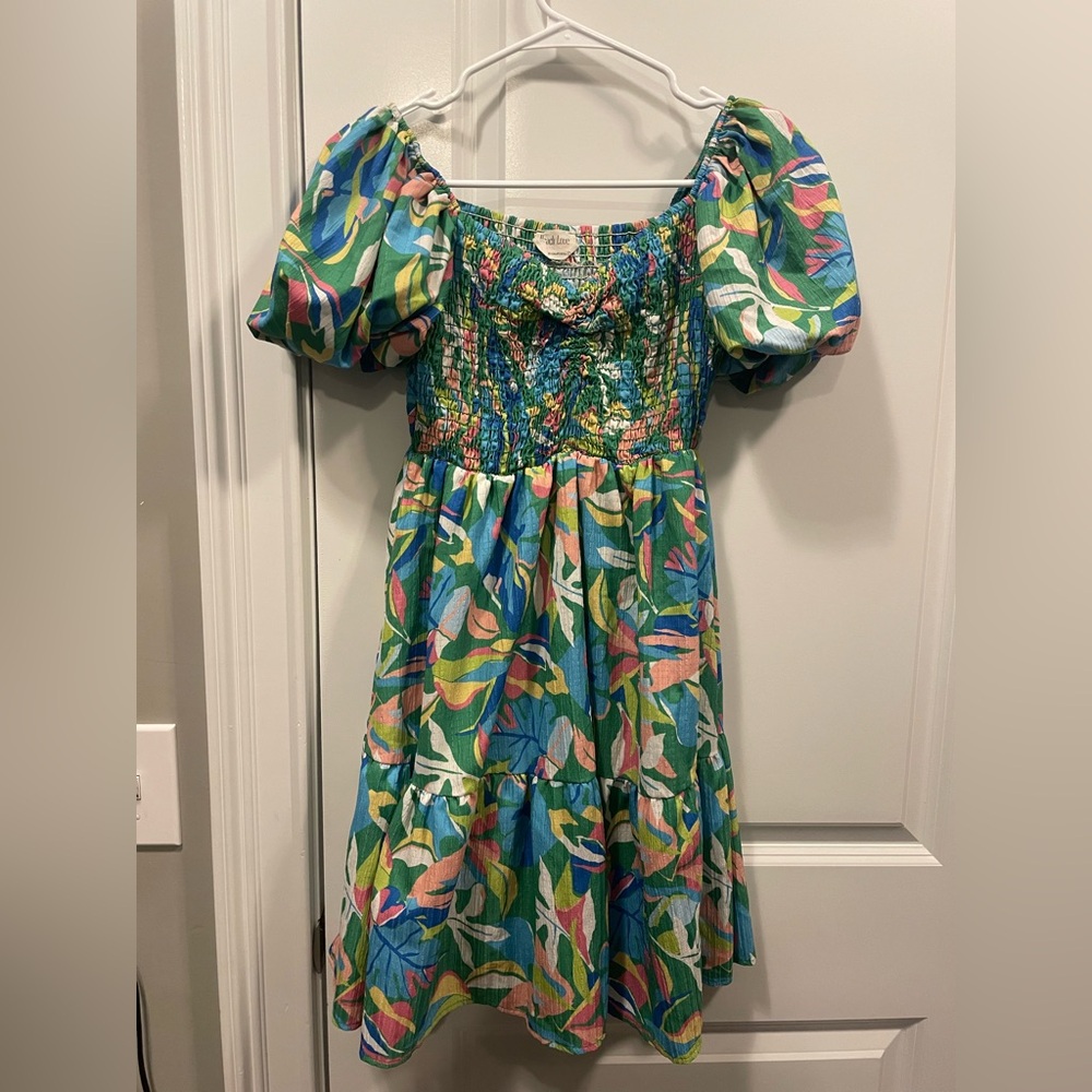 Peach Love California Multicolor Puff Sleeve Dress